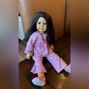 American girl doll  with adorable night outfit and slippers